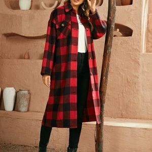 Mint condition/never worn full length plaid overcoat